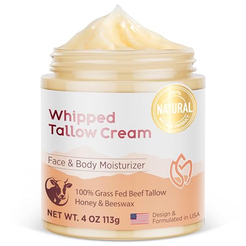 MEEYEE Beef Tallow moisturizer for Skin - Grass fed beef tallow honey Balm for face body dry skin (4 oz, Refreshing)