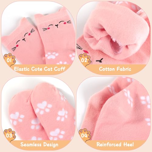 Premillow 5 Pack Women's Cat Socks, Cute Cotton Animal Socks, Fun Socks for Women, Novelty Gifts for Women Animal Lovers4