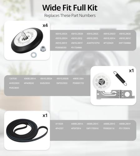 Image of [New] EngPair Dryer Repair Kit for LG Kenmore, Ball-Bearing Pulley & Roller