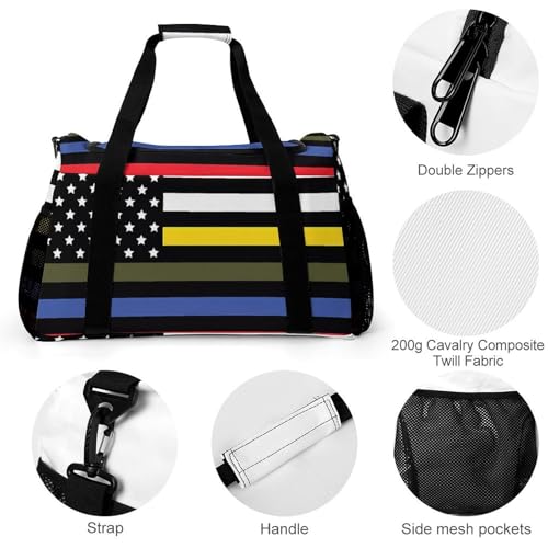 Dispatch Police Military Fire Flag Personal Item Bag Travel Duffel Bag Sports Tote Gym Bag Luggage Duffle for Women Men3