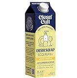 Cleancult Dish Soap Liquid Refill (32oz, 1 Pack) - Plant Based Cleaning Power - Dish Soap that Cuts Grease & Grime - Free of Harsh Chemicals - Uses 90% Less Plastic - Lemon Verbena