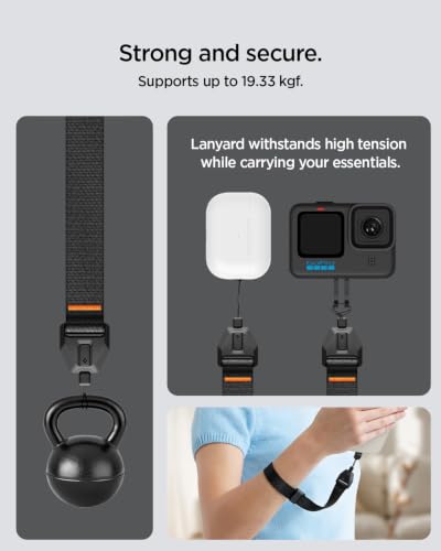 Image of Spigen Adjustable Phone Wrist Strap with Lanyard and Tether Tab (Universal)