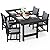 SERWALL 5 Piece Outdoor Dining Table Sets for 4 with 1 Umbrella Hole Cut-Out Rectangular Table and 4 Textilene Chairs, HDPE Dining Table Sets for Garden, Backyard, Poolside, Black