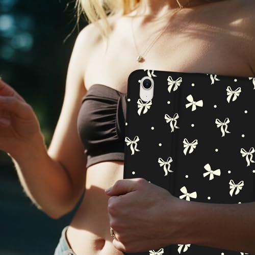 TopPerfekt Case for iPad 11th (A16) 11-inch 2025/10th Generation 10.9-inch 2022,Butterfly Polka Dot Cute Stylish Chic Design Protective with Pencil Holder Anti-Slip Anti-Shock,BeigeLarge Bow - Black by TopPerfekt - Used condition - Image 7