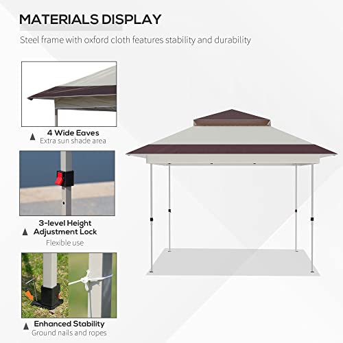 Outsunny 12' X 12' Pop Up Canopy Tent With Netting And Carry Bag, Instant Sun Shelter With 137 Sq.ft Shade, Tents For Parties, Height Adjustable, For Outdoor, Garden, Patio, Beige #TOP3