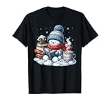 Snowman Reading Books Lovers Librarian Bookworm Christmas T-Shirt