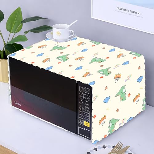 Image of Printed Microwave Oven Cover | Dustproof Waterproof Non-Slip Fabric Cover | Kitchen Decorative Appliance Protector | Kitchen Appliance Cover. (DainoSaur)