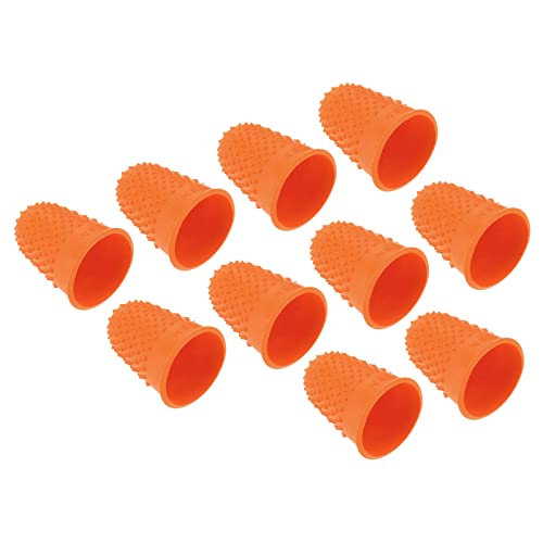 PATIKIL Goma Dedo Puntas, 10 Pieza Silicona Pulgar Dedo Punta Protector Cubiertas Protección Almohadillas Dedal Agarraderas para Oficina Cuenta Costura, Naranja L Tamaño