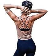 OYANUS Womens Summer Workout Tops Sexy Backless Yoga Shirts Open Back Activewear Running Sports G...