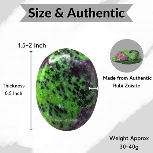 Image of Amazing Gemstone Ruby Zoisite Crystals and Healing Stones - Large Palm Stone Crystals Piedra - Crystal for Good Luck, Balanced Positive Energy, Meditation - Unique Stocking Stuffers