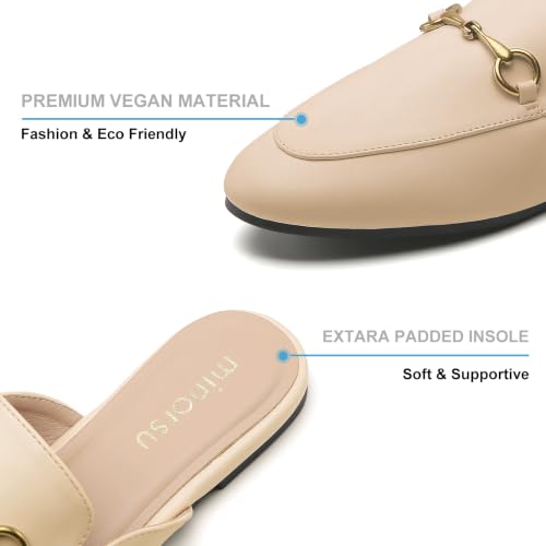 Image of Minorsu Buckle Mules for Women Flats Loafers Shoes for Work Office Business