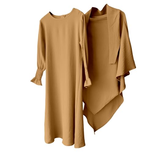 Kids Abayas for Girls Muslim Dress with Hijab Chiffon Islam Kaftan Robe Open Front Cardigan Traditional Prayer3