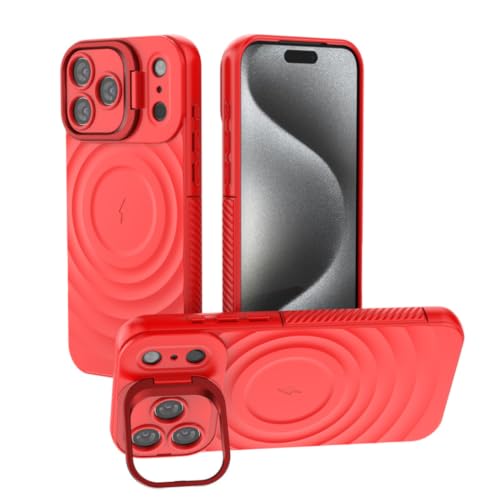 HJZSZX For iPhone 16 Plus�p�}�O�l�b�g�����C�����X�[�d�P�[�X �}�b�g���b�v���܂肽���ݎ��J�����X�^���h TPU�J�o�[�iFor iPhone 16 Plus�p/���b�h�j