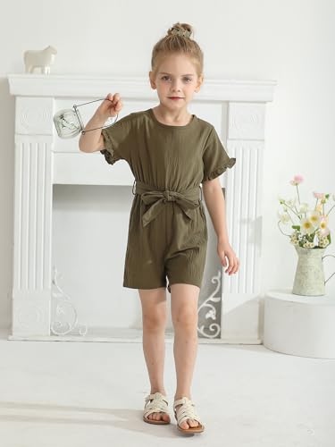 Eghunooy Toddler Girl Clothes Summer Baby Girls Casual Solid Color One-Piece Romper Jumpsuit4