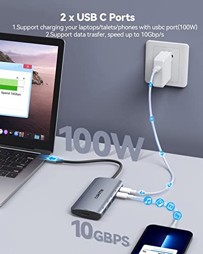 Usb C Laptop Docking Station, Cakitte Usb C Hub Dual Monitor With 2 Hdmi For Windows And Mac，8- In -1 Usb C Adapter Dongle With Dual 4K Hdmi,2 Usb,Pd,Sd/Tf Card Reader For Dell/Hp/Lenovo #TOP2