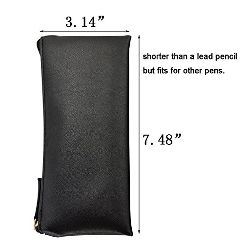Mini Pencil Case Small Pen Bag With Zipper, Pu Leather Makeup Pouch Makeup Case Cosmetic Pouch (Black) #TOP1