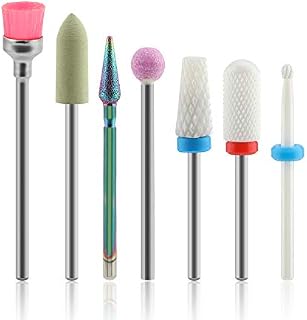 MWOOT 7 Pcs Electric Nail Drill Bits Set,Ceramics Rotary Diamond Drill Bit Polishing