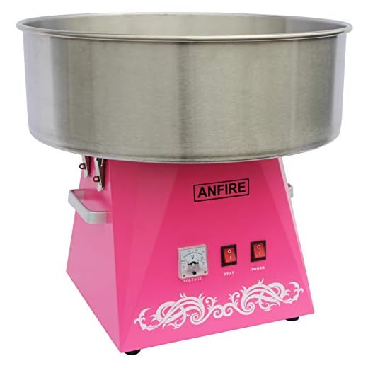 ANFIRE Commercial Electric Cotton Candy Machine Pink Candy Floss Maker for Kits or Party - Includes 10 Cones & Scoop