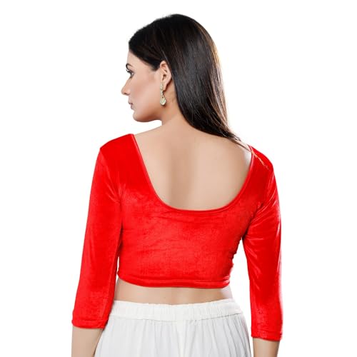 Image of Vamas Women's Velvet Non-Padded Stretchable Long Sleeve Saree Blouse (A-41.N)