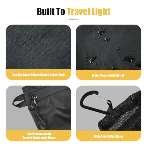 Image of Vavabox Lightweight Travel Toiletry Bag for Women, Water-Resistant Nylon Zipper Travel Pouch, Travel Essentials for Men Camping Gym (Black, 3pcs)
