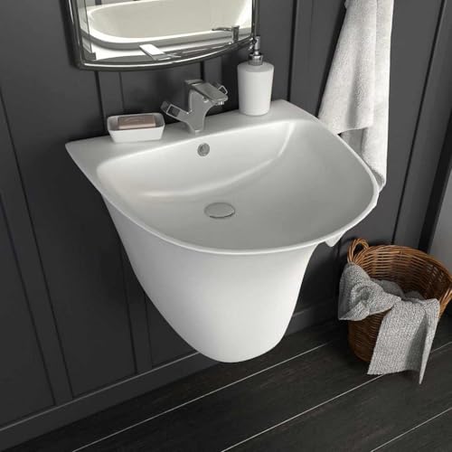 Lavabo de pared Mangloder de 47x45x37 cm ideal para optimizar baños de invitados 2