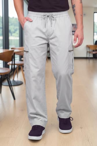RynoGear Store RynoGear Men's Cotton Cargo Pants, Light Grey, 6 - Image 8
