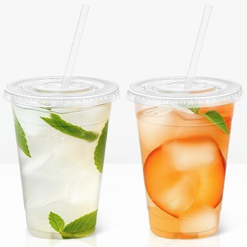 70 Pack 24 oz Clear Plastic Cups with Lids and Straws, Iced Coffee Cups with lids, Iced Coffee Cup, Disposable Cups Plastic Coffee Cups Smoothie Cups for Cold Drink - Image 3
