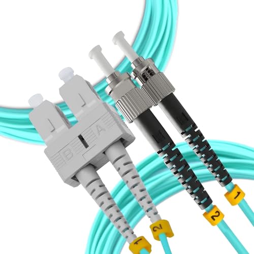 digitX Cable de fibra óptica, Multimode Duplex OM3, 50/125 Patch Cord color aqua (SC/ST, 2 m)