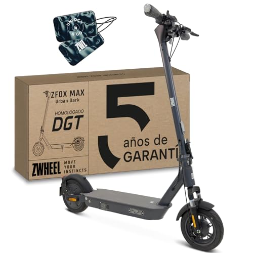 ZWHEEL ZFOX MAX Urban Dark | Patinete Eléctrico Adultos Homologado DGT - 800W MAX, 50km Autonomía, IP54 Resistencia al Agua, Ruedas 10' - Llave NFC, Intermitentes, Doble Suspensión, Frenos AER