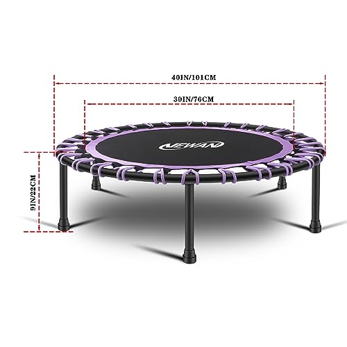 Image of Newan 40 inch-48 inch Silent Mini Trampoline Fitness Trampoline Bungee Rebounder Jumping Cardio Trainer Workout for Adults-Max Limit 330lbs