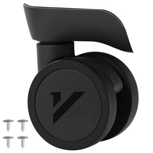 1 Pair Luggage Suitcase Wheels, Mute Double Row Wheels for Replacement Luggage Suitcase Trolley, Black