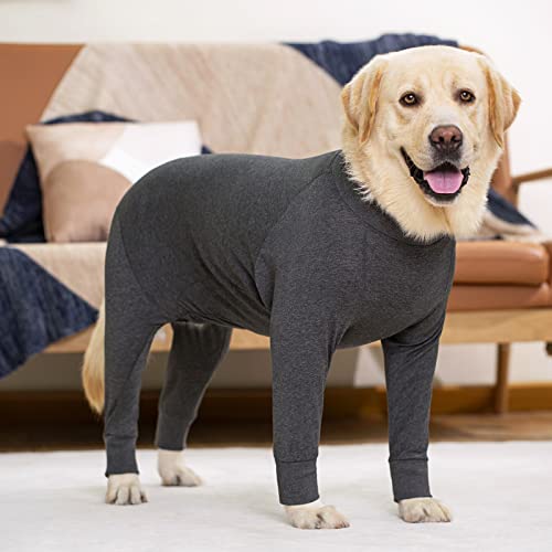 Image of kzrfojy Dog Recovery Suit for Dogs After Surgery Female Male Medium Large Dog Neuter Spay Onesie for Shedding Prevent Licking Surgical Wound Dog Cone Alternative Grey