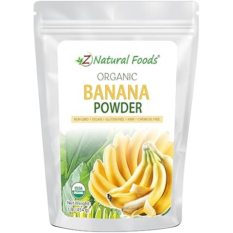 Z Natural Foods Organic Banana Powder, Fiber Supplement for Glowing Skin and Enhanced Immunity, Great in Juice, Smoothies, and Recipes, Non-GMO, Vegan, Gluten-Free, Kosher, 1 lb. Cover