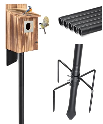 Bird Feeder Pole, 103 inch Bluebird House Pole for Outside Heavy Duty with 5 Prongs Base, Smart Bird Feeder Stand for Outdoor Wild Birds Watching, Birds Buddy Mounting Poles