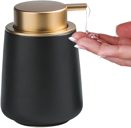Dispensador de jabón negro dispensador de loción de cerámica dispensador de jabón de manos para baño o fregadero de cocina botella reutilizable de