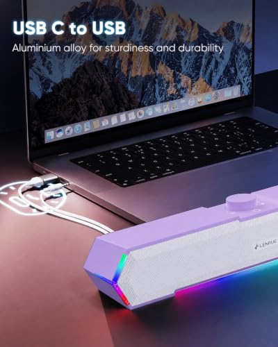 Image of LENRUE G11 Computer Speakers for Desktop, Touch Lights PC Speakers with Surge Clear Sound, USB C /USB Powered, AUX Audio for Computer Desktop PC Laptop Desk (Purple)