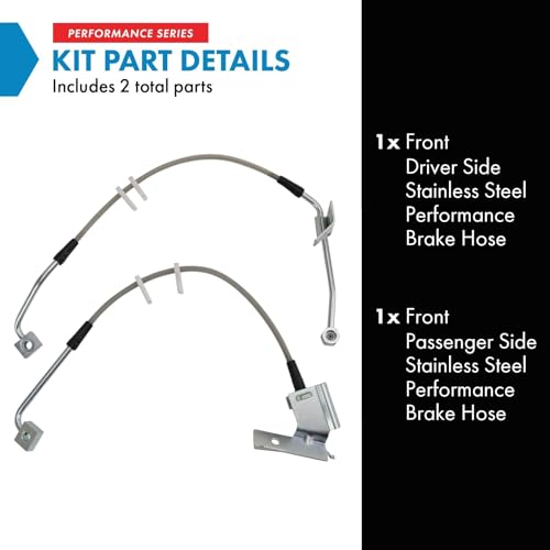 Image of TRQ Front Performance Brake Hose Set Compatible with 2002-2005 Dodge Ram 1500
