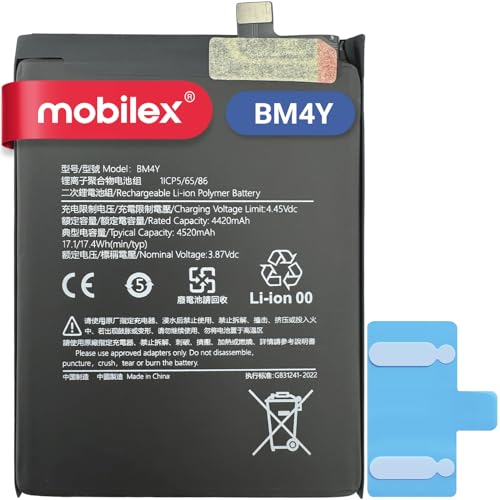 MOBILEX® Batería BM4Y para Poco F3 5G / Xiaomi Mi 11i / 11X / Pro/Redmi K40 / Pro/Pro+ | 4520mAh - OEM | Interna Repuesto con Adhesivo | Carga Rápida | Capacidad Original
