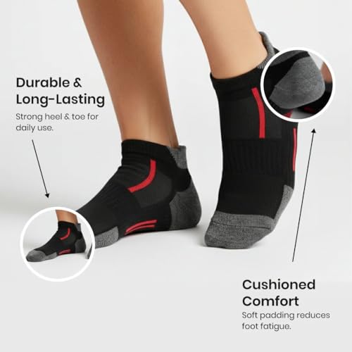 Image of Sockscarving Feel The Comfort Ankle Socks For Men Cotton, Gym Socks For Men WorkOut Breathable Low Cut Sports Socks With Heel Tab, Moisture Wicking, Pull On & Stretchable Free Size