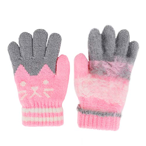 Cute Cat Knitted Winter Gloves for Girls Boys Assorted Color Warm Magic Gloves Mittens for Kids Children 4-9 Years3