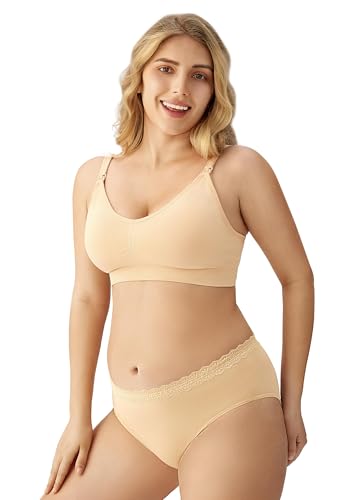 Image of HBselect Women Maternity Bras 5 Pack Nursing Bras for Breastfeeding Seamless Pregnancy Sleep Bralette with Extra Extenders