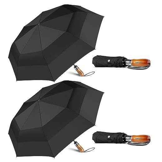 Best compact windproof folding golf umbrella Lejorain 2 Pack Golf Umbrella - Large Design