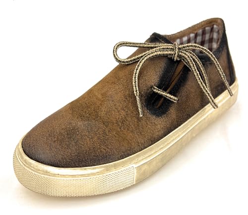 DRESSFIRE Herren Trachtensneaker Mark in Braun | Moderner Trachtenschuh aus Echtleder im sportlichen Design mit seitlicher Schnürung | Ideal zu Lederhose Tracht & Oktoberfest | Größe 43