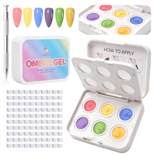 Kit Paleta de Gel Esmalte Ombre con 6 Colores y Esponjas miniatura 1