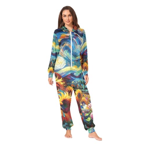 Pijama de noche estrellada unisex con diseño de girasol ideal para regalo