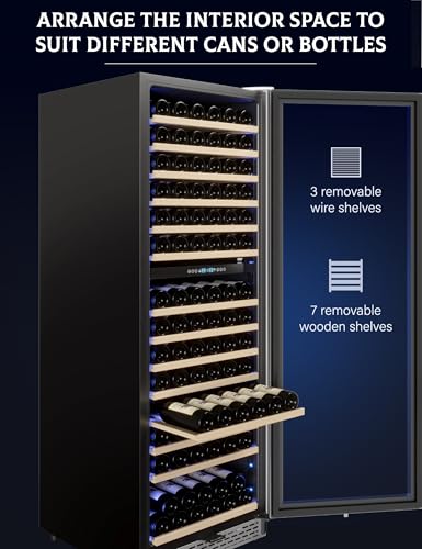 GarveeHome Dual Zone Freestanding Wine Fridge 24" - 154 Bottle Capacity, Built-In Wine Cooler Refrigerator With Safety Child Lock for Red, White, Champagne, or Sparkling Wine - Stainless Steel