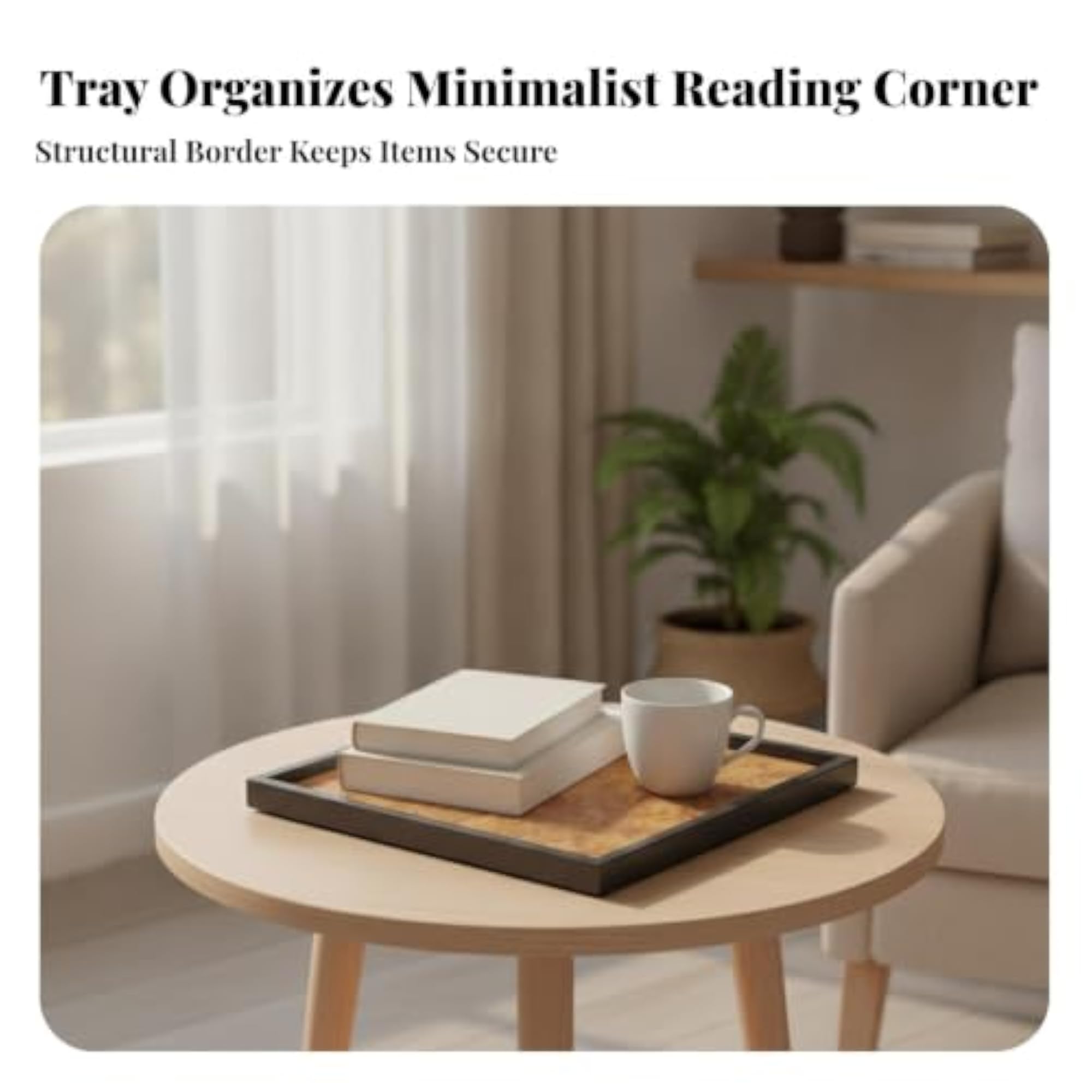 Contemporary Tray with Wood-Grain Base