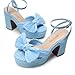 DREAM PAIRS Women's Chunky Platform Heels Sandals Pleated Bow Knot Ankle Buckle Strap Heeled Sandals Open Toe Comfortable Wedding Party Dress Shoes,Size 8,Blue,SDHS2415W