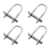 Yucenora 4 Sets M6 Round U-Bolts, 0.98″(25mm) Inner Width 2.76″(70mm) Length U Bolts U Clamps with Plate and Nuts for Trailers, Boats(M6, 25 * 70)