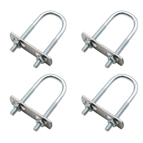 Yucenora 4 Sets M6 Round U-Bolts, 0.98″(25mm) Inner Width 2.76″(70mm) Length U Bolts U Clamps with Plate and Nuts for Trailers, Boats(M6, 25 * 70)